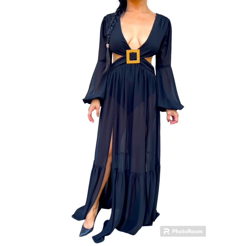 NWT Luxxel Cutout Maxi Dress, size Small, Black